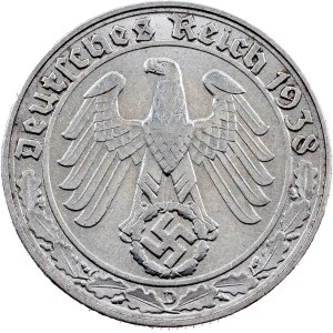 Third Reich, 50 Reichspfennig 1938, D, Munich