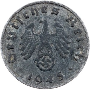 Third Reich, 1 Reichspfennig 1945, E, Muldenhütten