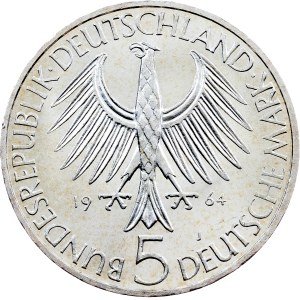 Federal Republic, 5 Deutsche Mark 1964, J, Hamburg