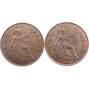 George V., 2 x 1 Penny 1936, London