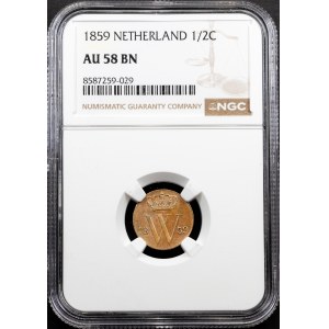 Willem III., 1/2 Cent 1859, Utrecht