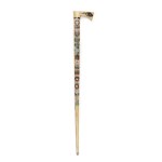 Wooden walking stick with badges of Polish mountain huts