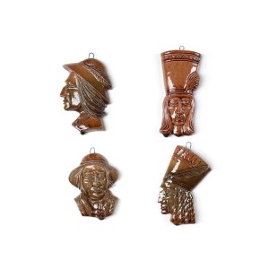 Zestaw 4 plakietek ceramicznych z wizerunkami górala