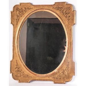 Gilded wooden mirror with oval shape, Gilded wooden mirror with oval shape