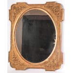 Gilded wooden mirror with oval shape, Gilded wooden mirror with oval shape