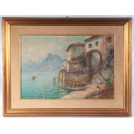 A glimpse of the coast with boats and fishermen, A glimpse of the coast with boats and fishermen