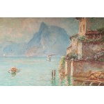A glimpse of the coast with boats and fishermen, A glimpse of the coast with boats and fishermen