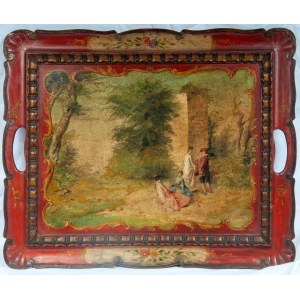 Painted wooden tray, Painted wooden tray