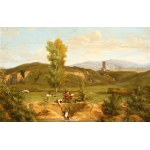 Artista attivo a Roma, XVIII - XIX secolo Rescue scene in the Roman countryside, Artista attivo a Roma, XVIII - XIX secolo Rescue scene in the Roman countryside