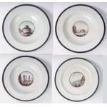 Lot of three porcelain bowls and a knife plate., Lot of three porcelain bowls and a knife plate.