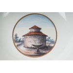 Lot of three porcelain bowls and a knife plate., Lot of three porcelain bowls and a knife plate.