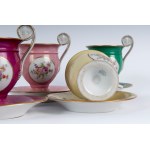Set of five coffee cups with saucers, Set of five coffee cups with saucers
