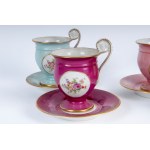 Set of five coffee cups with saucers, Set of five coffee cups with saucers