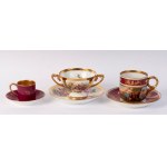 Lot of three cups with saucer, Lot of three cups with saucer