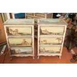 Pair of three-drawer bedside tables, Pair of three-drawer bedside tables