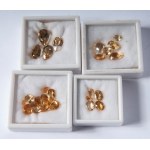 Lot of 19 boxes of yellow and blue quartz, Lot of 19 boxes of yellow and blue quartz