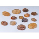 Lot of 50 worked carnelians with inscriptions, Lot of 50 worked carnelians with inscriptions