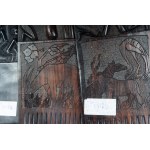 Lot of four wooden combs of different shapes and sizes, Lot of four wooden combs of different shapes and sizes