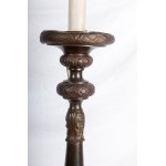 Wooden candlestick covered in metal, Wooden candlestick covered in metal