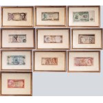 Lot of ten framed banknotes., Lot of ten framed banknotes.