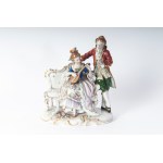 Gallant group in polychrome porcelain, Gallant group in polychrome porcelain