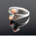 Imago Artis. "Filigree" ring with coral.