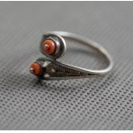 Imago Artis. "Filigree" ring with coral.