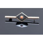 Glass Sopot. Brooch with onyx and coral.
