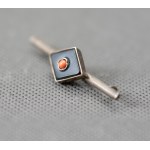 Glass Sopot. Brooch with onyx and coral.