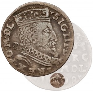 Zygmunt III Waza, Trojak Wilno 1608 - Bogoria i wczesny portret - RZADKOŚĆ