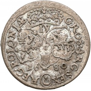 Jan III Sobieski, Szóstak Kraków 1680-C - w zbroi - IV - PIĘKNY