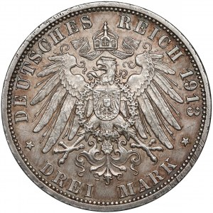 Niemcy, Lubeka, 3 marki 1913-A, Berlin
