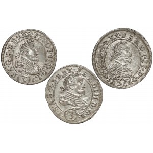 Austria, Ferdinand II, 3 kreuzer 1624-1628, Graz (3pcs)