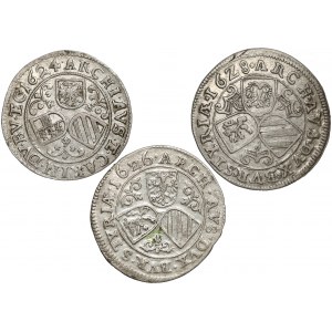 Austria, Ferdinand II, 3 kreuzer 1624-1628, Graz (3pcs)