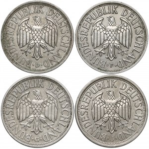 Germany, GFR, 2 mark 1951 - D, F, G, J - (4pcs)