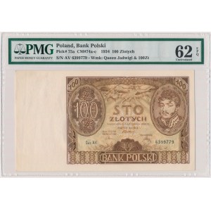 100 złotych 1934 - Ser.AV - dwie kreski w znaku wodnym