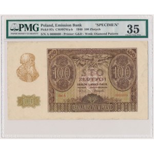 100 złotych 1940 - WZÓR - Ser.A 0000000