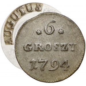 Poniatowski, 6 groszy 1794 - błąd AUGUTUS - rzadkość