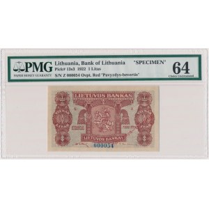 Lithuania, 1 Litas 1922 SPECIMEN - 000054