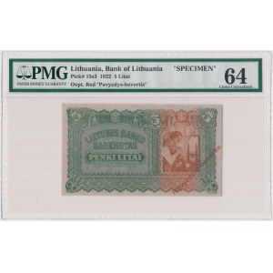 Lithuania, 5 Litai 1922 SPECIMEN