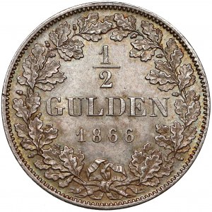 Niemcy, Bawaria, Ludwig II, 1/2 guldena Monachium 1866