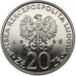 Próba NIKIEL 20 złotych 1980 Dar Pomorza - napis w otoku