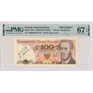 100 złotych 1975 - WZÓR - A 0000000 - No.0146