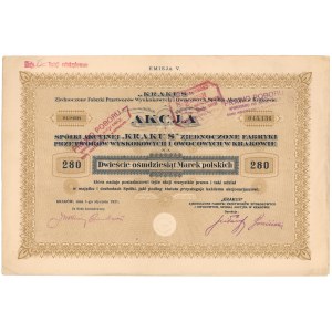 KRAKUS Zjednoczone Fabryki Przetworów Wyskokowych i Owocowych, Em.5, 280 mkp 1921
