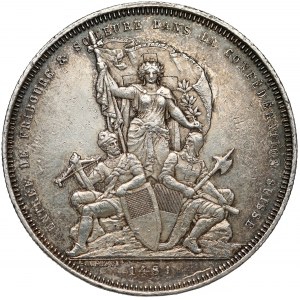 Switzerland, 5 Francs 1881 Shooting Festival Fribourg