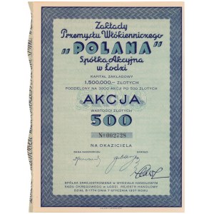 POLANA Zakłady Przemysłu Włókienniczego, 500 zł 1937