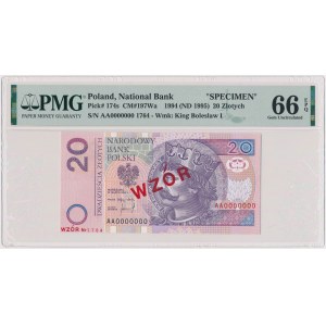 20 złotych 1994 - WZÓR - AA 0000000 - Nr 1764
