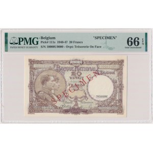 Belgium, 20 Francs (1940-1947) SPECIMEN