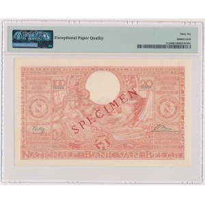 Belgia, 100 Francs = 20 Belgas (1944) SPECIMEN