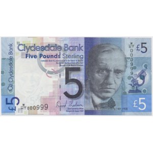 Szkocja, 5 Pounds Sterling 2009 - W/HT - niski numer 000999